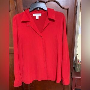 Women’s Chaus & Co red long sleeve button down blouse